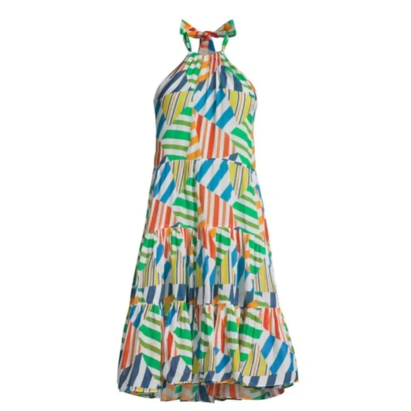 SOLID STRIPED Dresses The Brianna Halterneck Dress In Broken